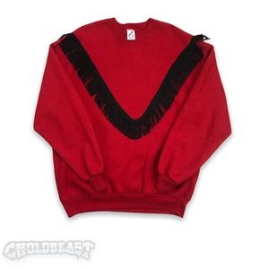 Vintage 90s Jerzees Made in USA Red Western Sweatshirt L